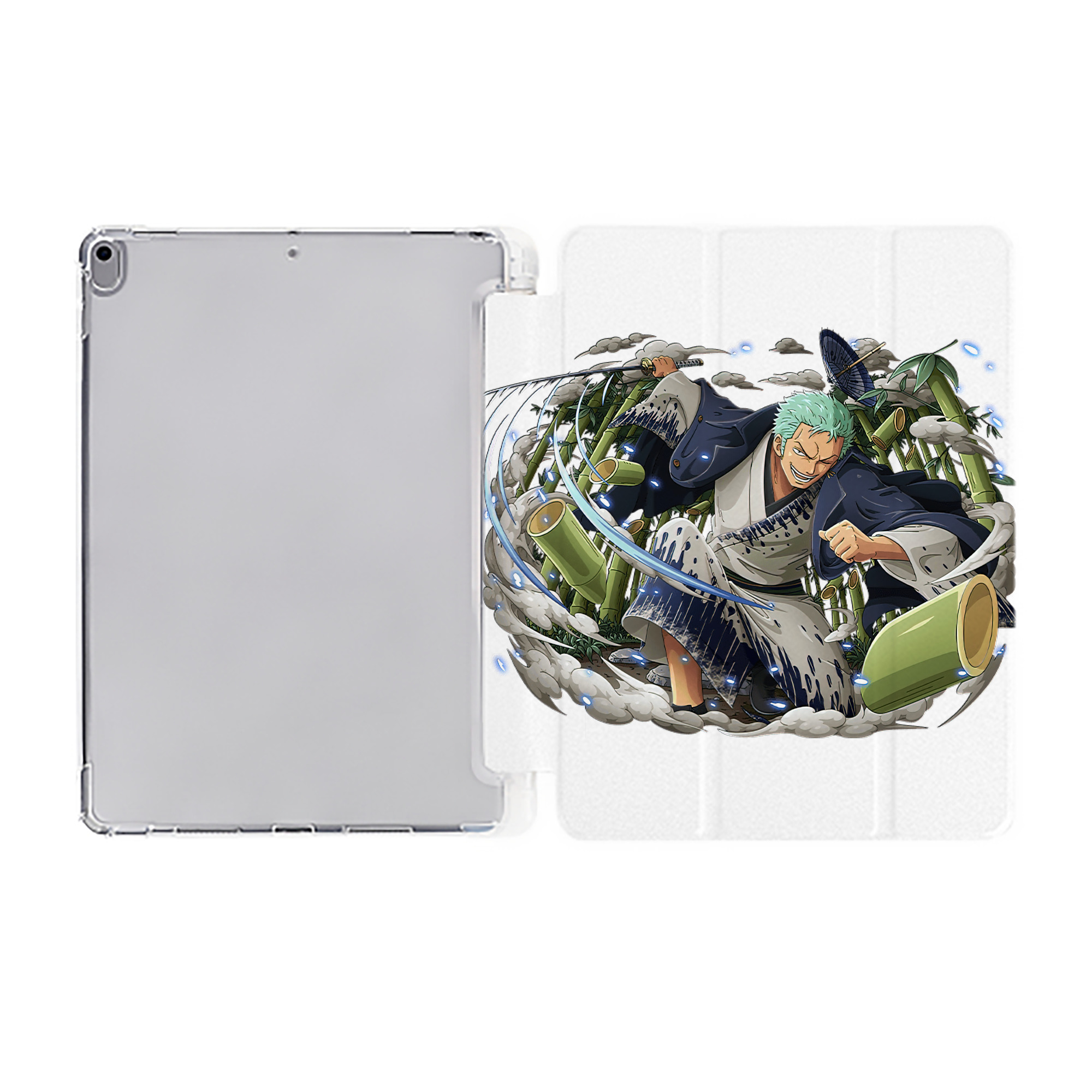 （画像用） ワンピース ロロノア・ゾロ ONE PIECE Roronoa Zoro IPad ケース ペン収納付き 三つ折りスタンド PUレザー×シリコン 対応機種9.5/10.5/10.9インチ